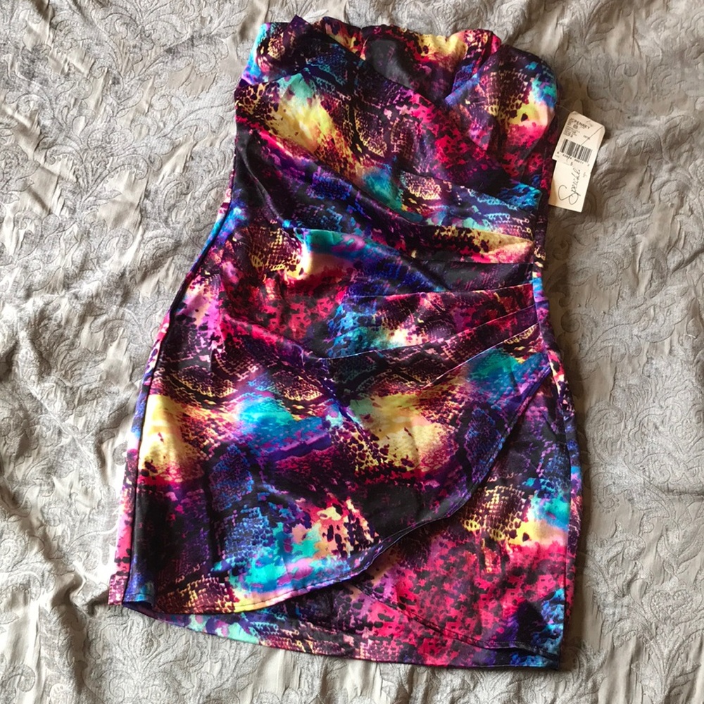 Speechless multi color snakeskin print satin dress